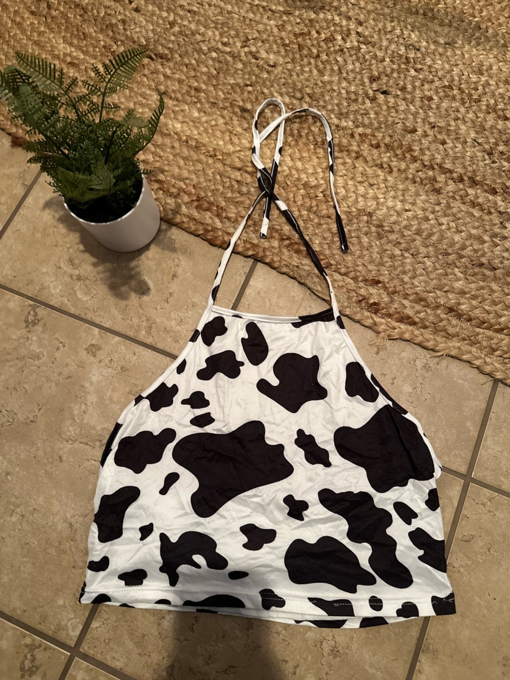 COW PRINT HALTER TOP